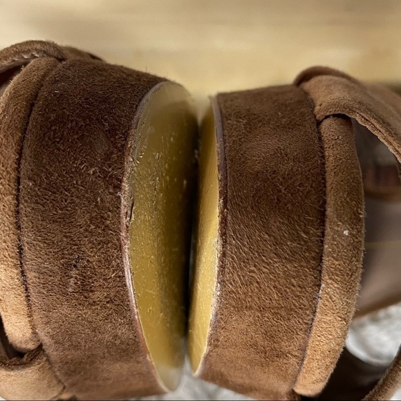 LOLA CRUZ Grey & Tan Suede Ankle Strap Heels - Picture 13 of 16